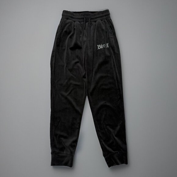 Y2K Style Velour Pants Womens Small Black 'Bite Me' Rhinestones Casual (25x28.5) - Picture 2 of 13